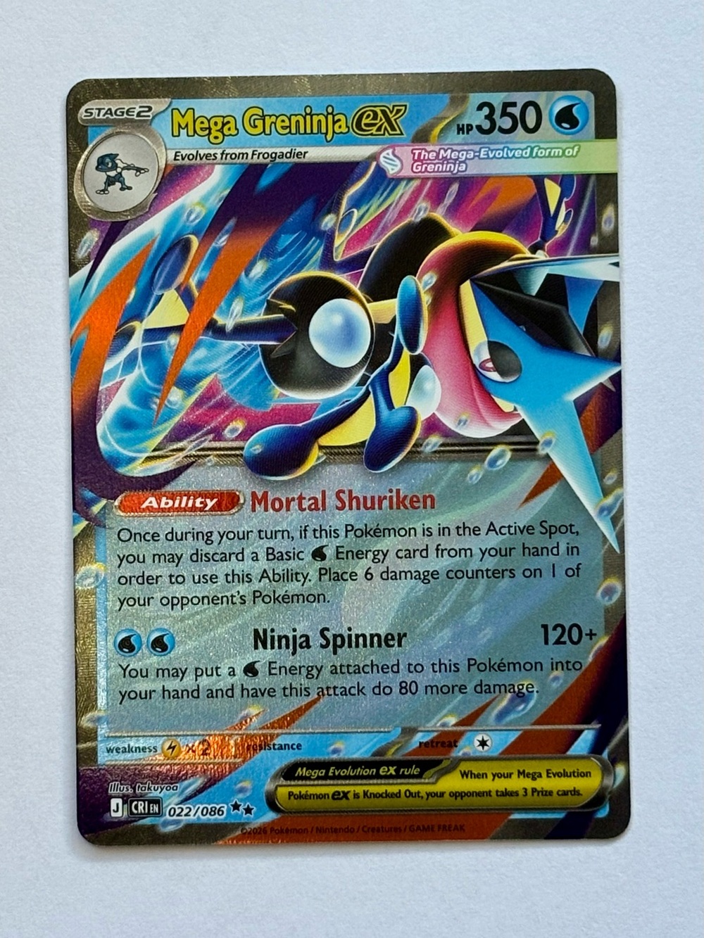 Pokemon Mega Greninja EX Holo — Blue Black with Orange Accents